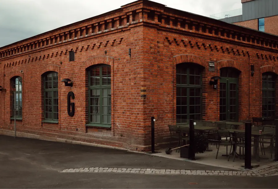 Historic red brick commercial building in San Antonio, Texas