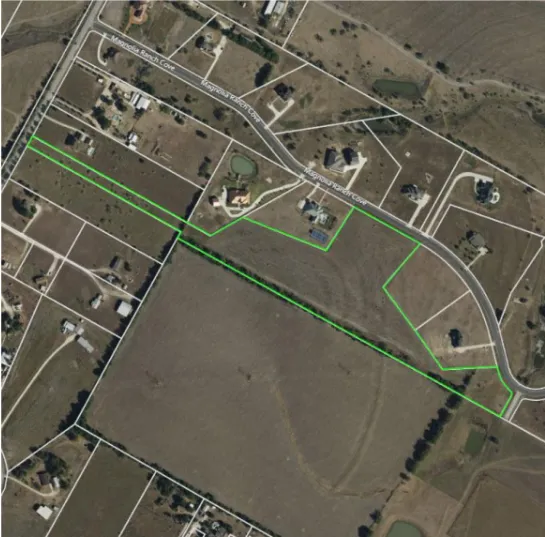Aerial map of a 14.33 acre land parcel in Pflugerville, Texas