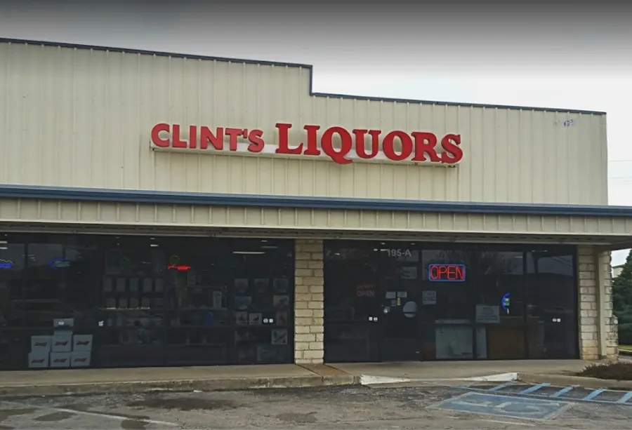 Retail liquor store storefront in Bastrop, Texas
