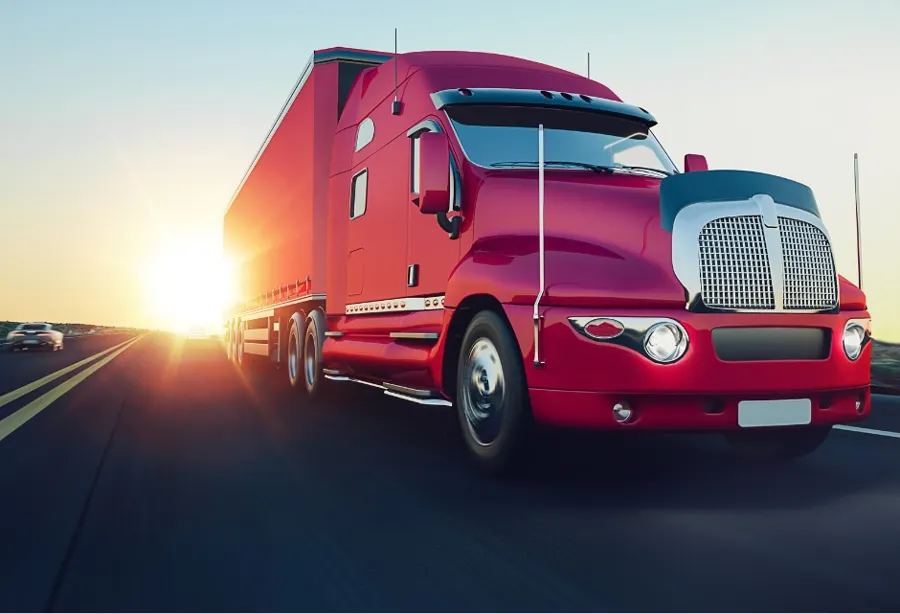 Red semi truck representing a Cibolo trucking company