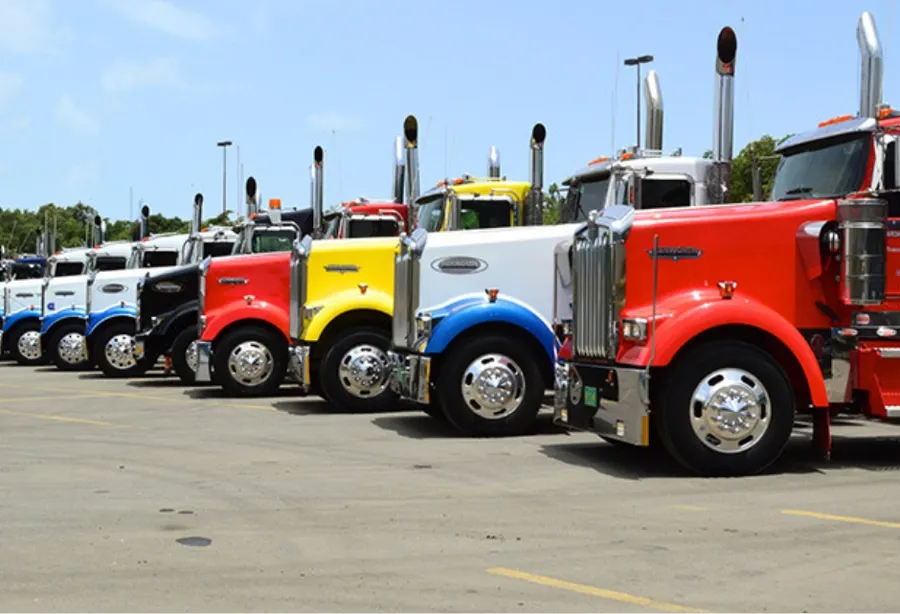 Fleet of semi trucks for a Kyle trucking company